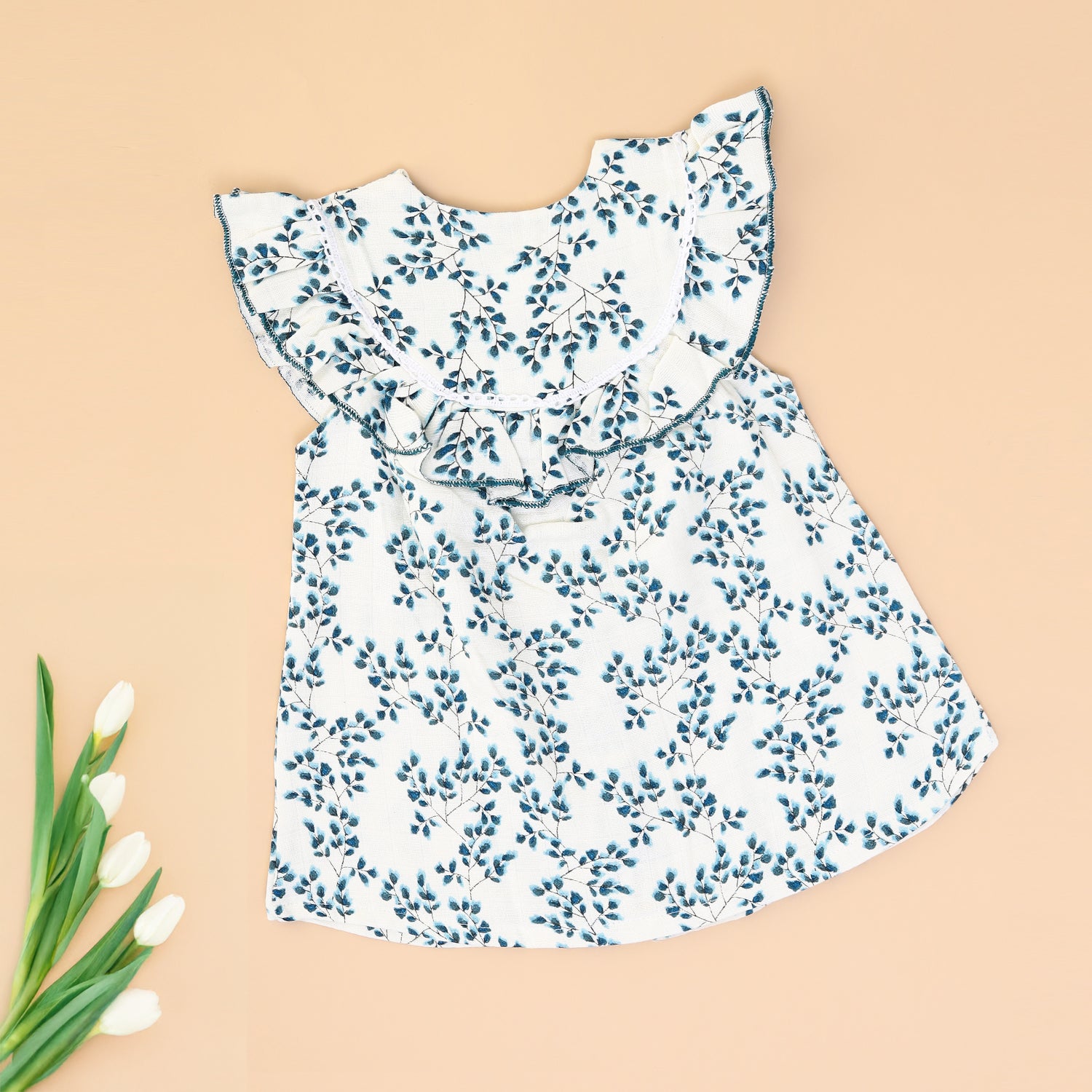 Blue Garden Bloom Muslin Frock