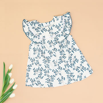 Blue Garden Bloom Muslin Frock