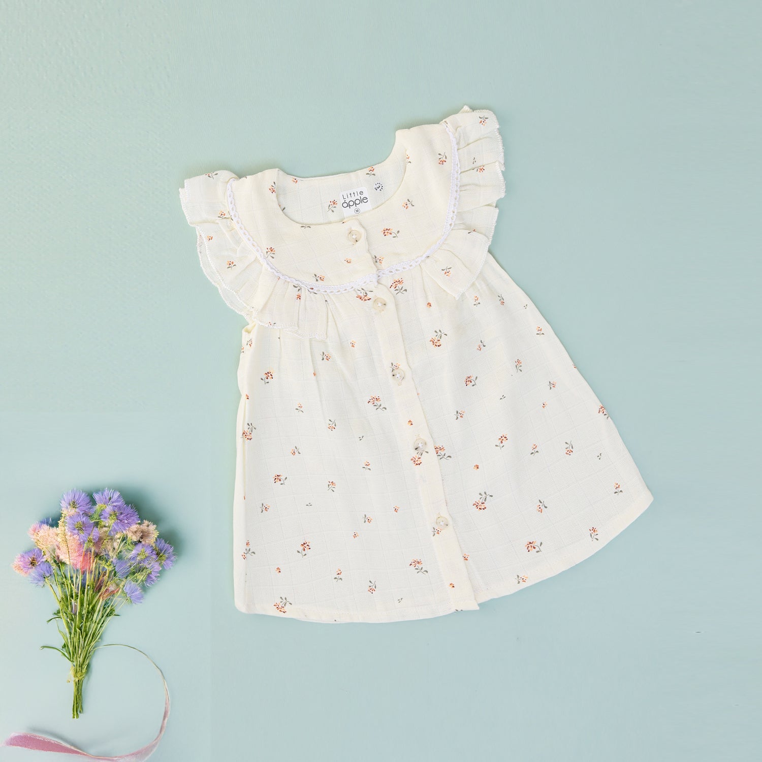 Cream Blossom Muslin Frock