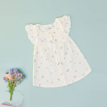 Cream Blossom Muslin Frock