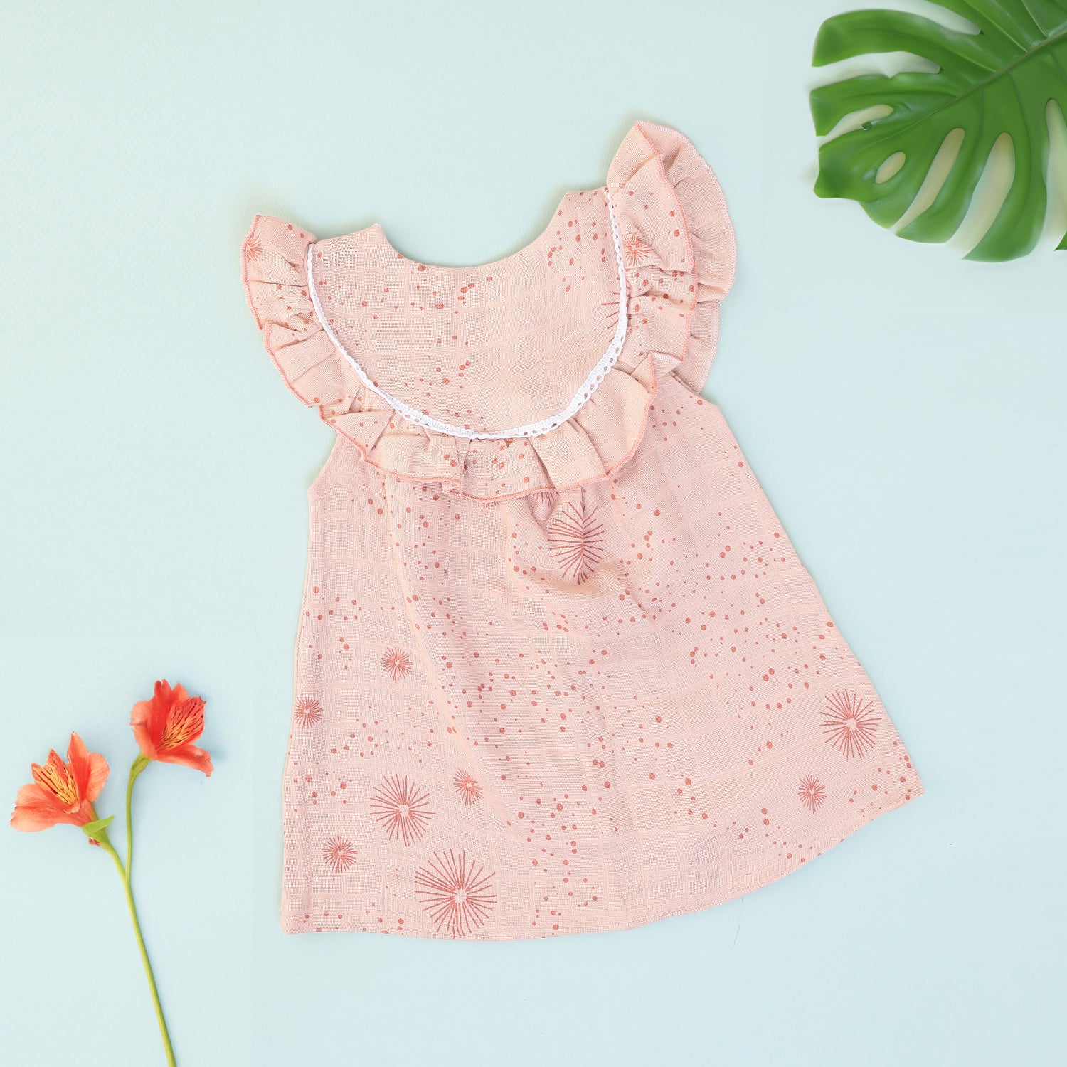Peach Bloom Muslin Frock