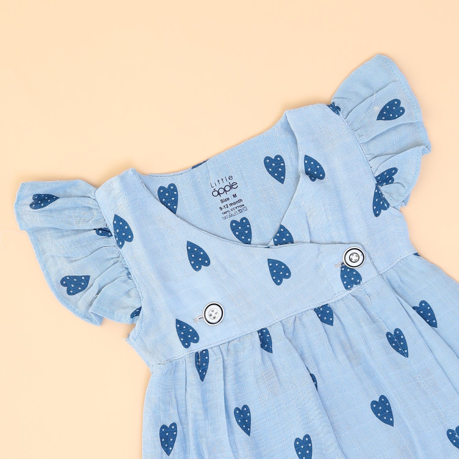 Blue Heart Charm Muslin Frock