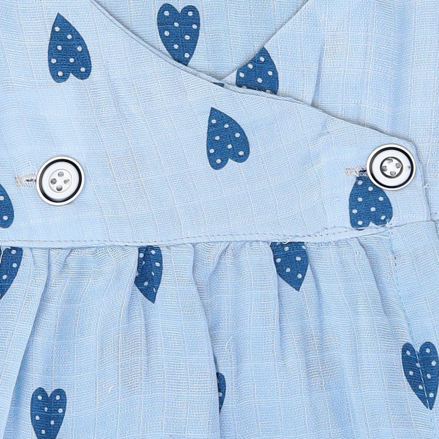 Blue Heart Charm Muslin Frock