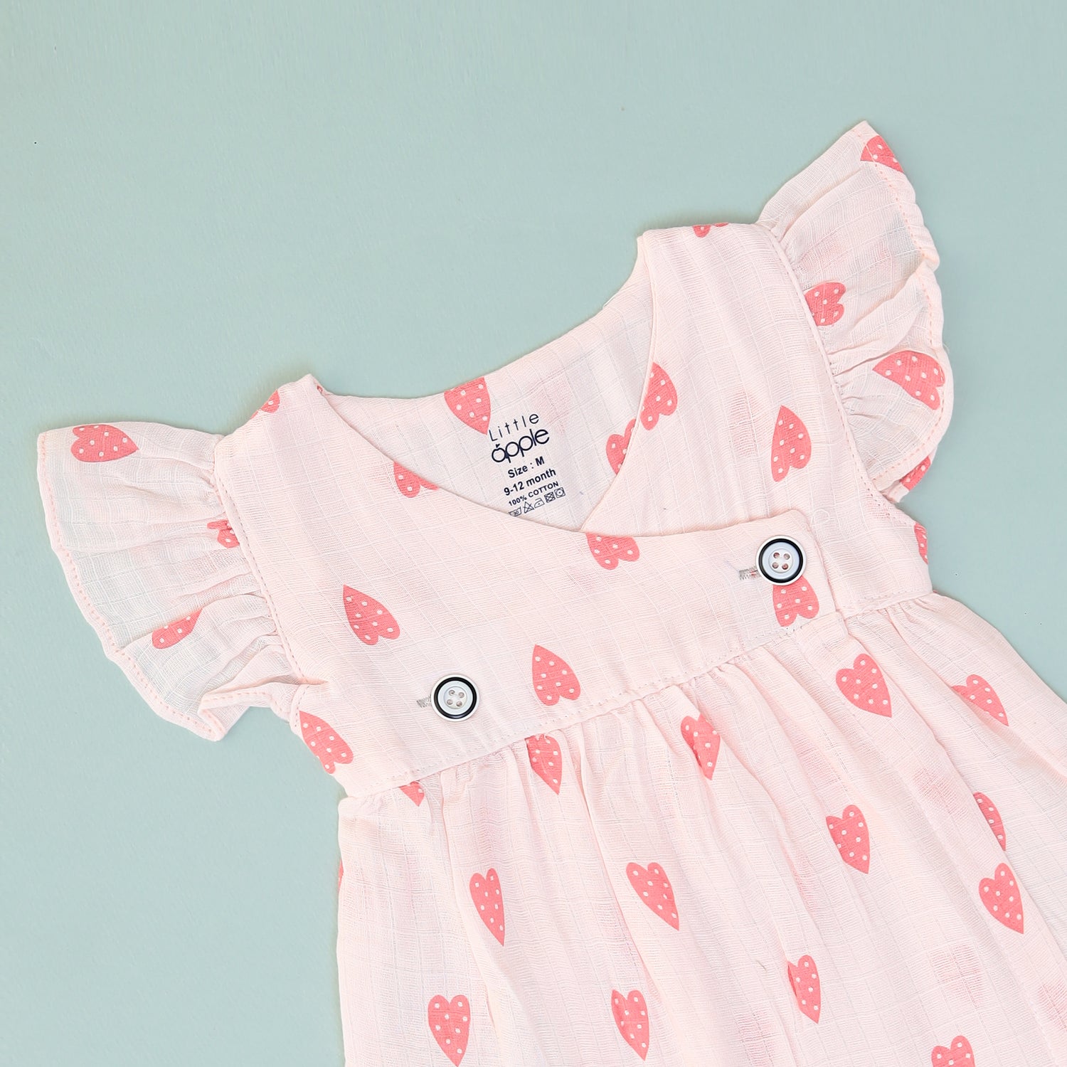 Pink Heart Charm Muslin Frock