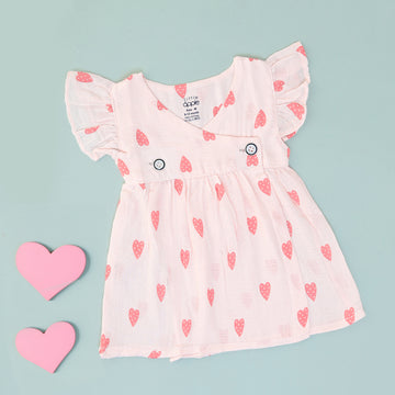 Pink Heart Charm Muslin Frock