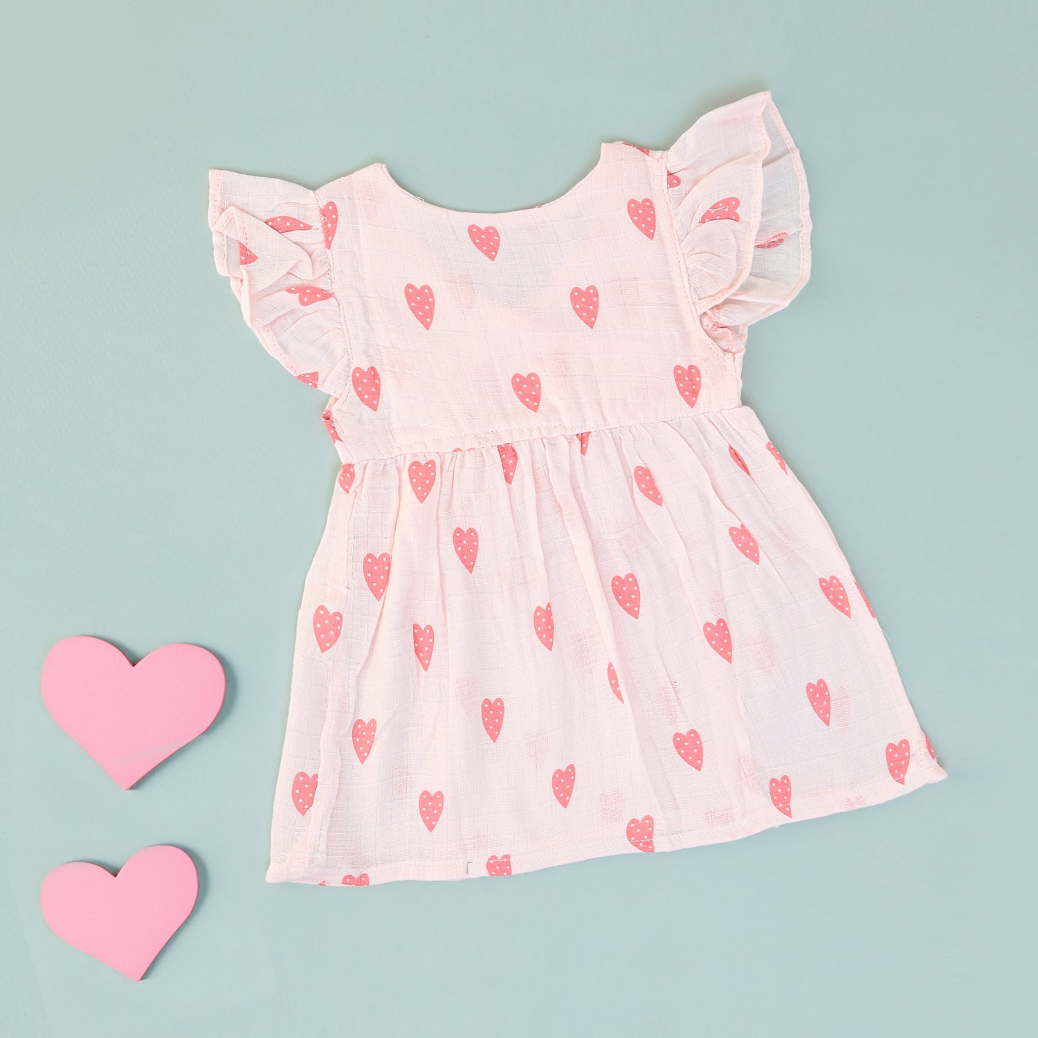 Pink Heart Charm Muslin Frock