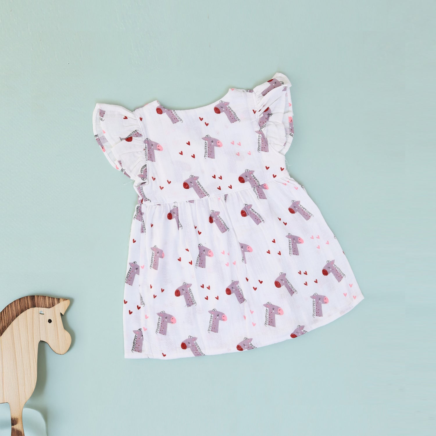 Giraffe Hearts Muslin Frock