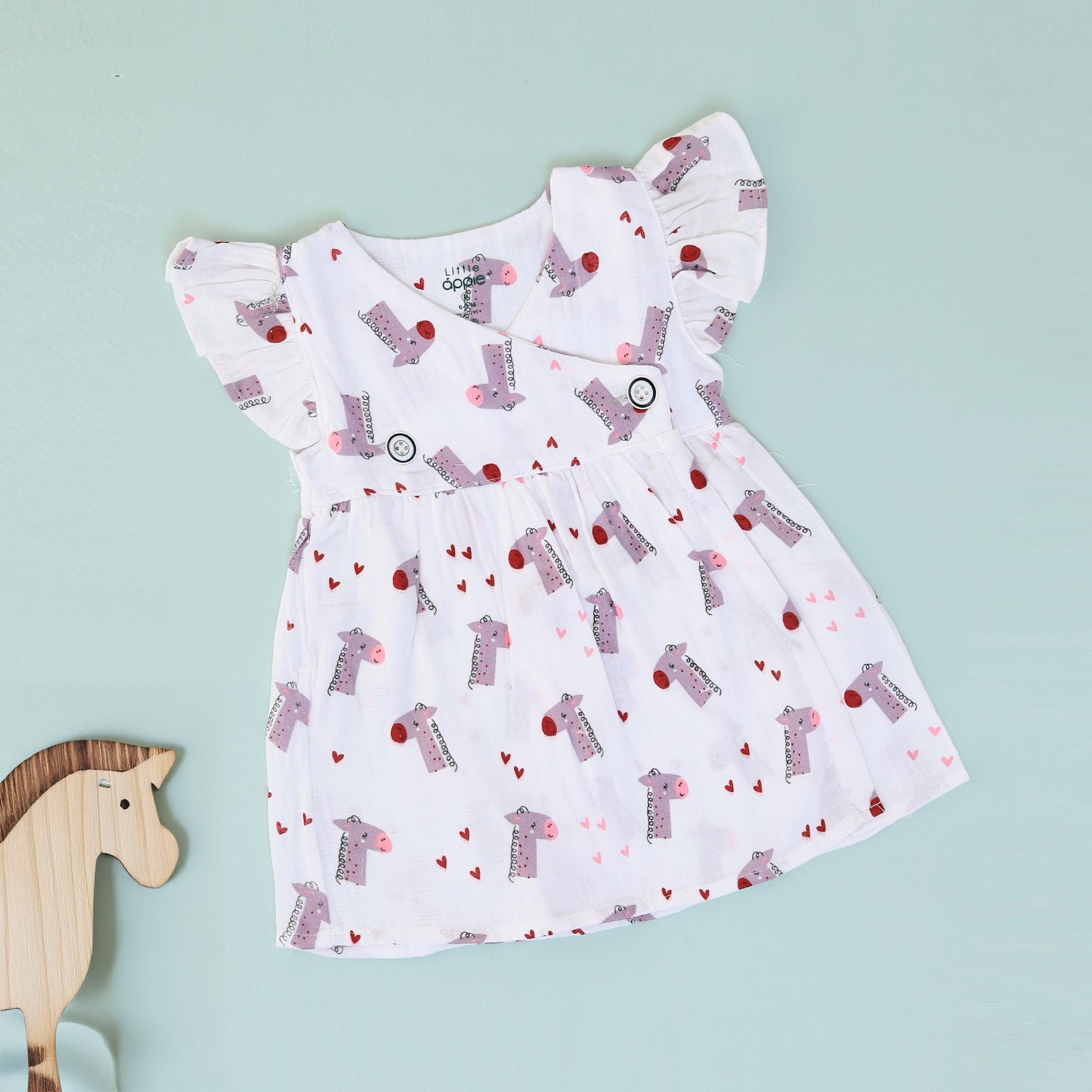 Giraffe Hearts Muslin Frock