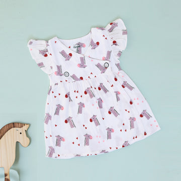 Giraffe Hearts Muslin Frock