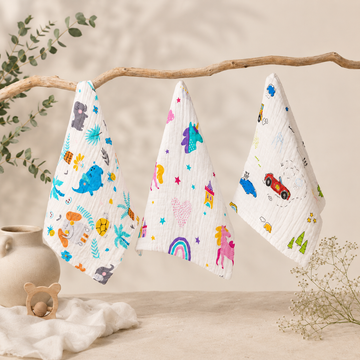 Muslin 6Layer Wash Cloth (Pack of 3)