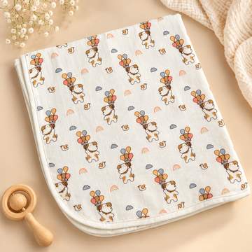 Puppy & Balloon Muslin Dry Sheet