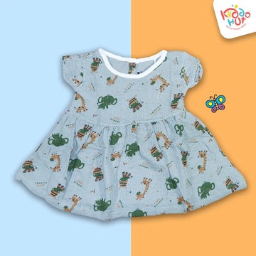 Animated Muslin Cap Sleeve Frock