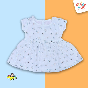 Flower Muslin Cap Sleeve Frock