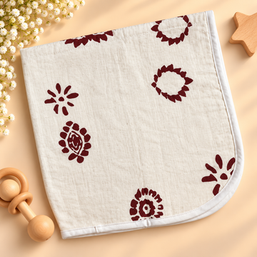 Maroon Floral Muslin Dry Sheet
