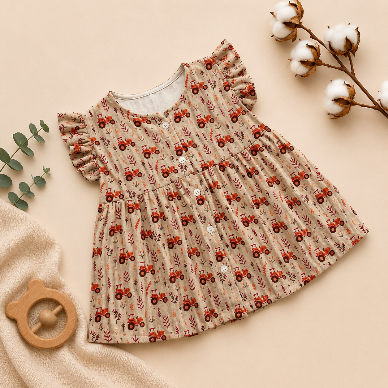 Autumn Tractor FO Frill Frock