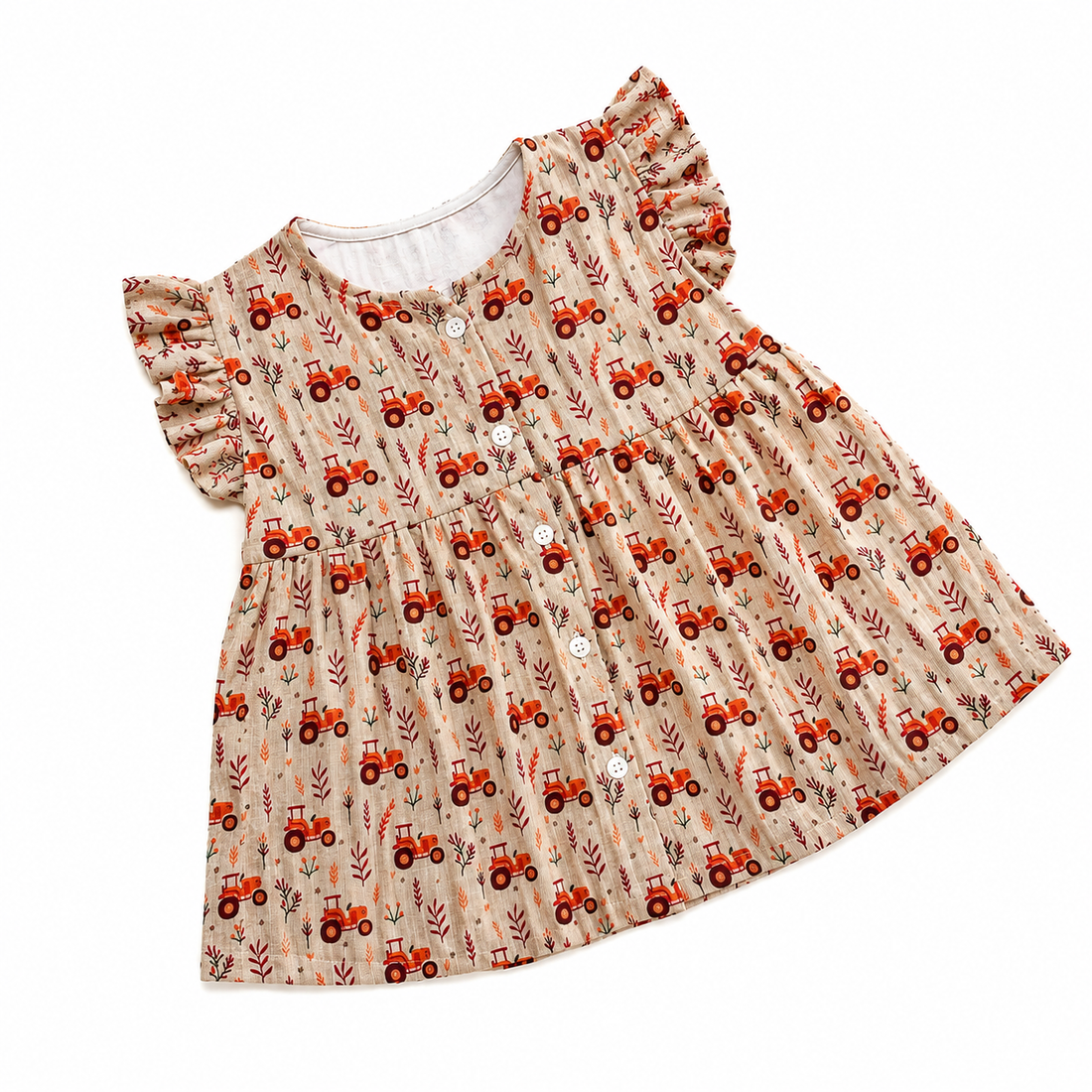 Autumn Tractor FO Frill Frock