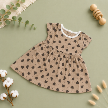 Teddy Muslin Cap Sleeve BB Frock