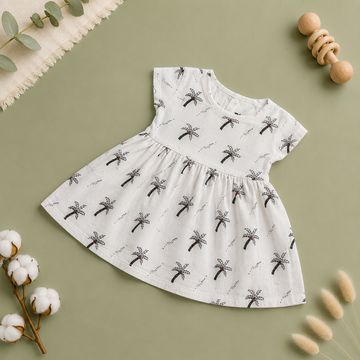 Tree Pattern Muslin Cap Sleeve BB Frock