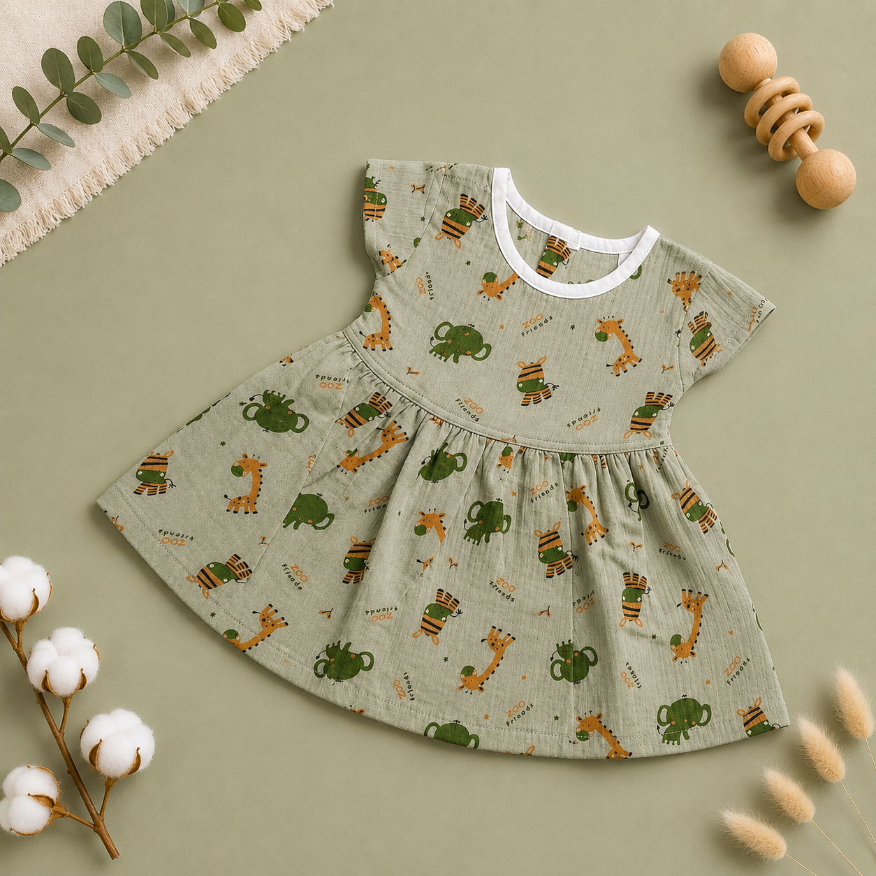 Animated Muslin Cap Sleeve BB Frock