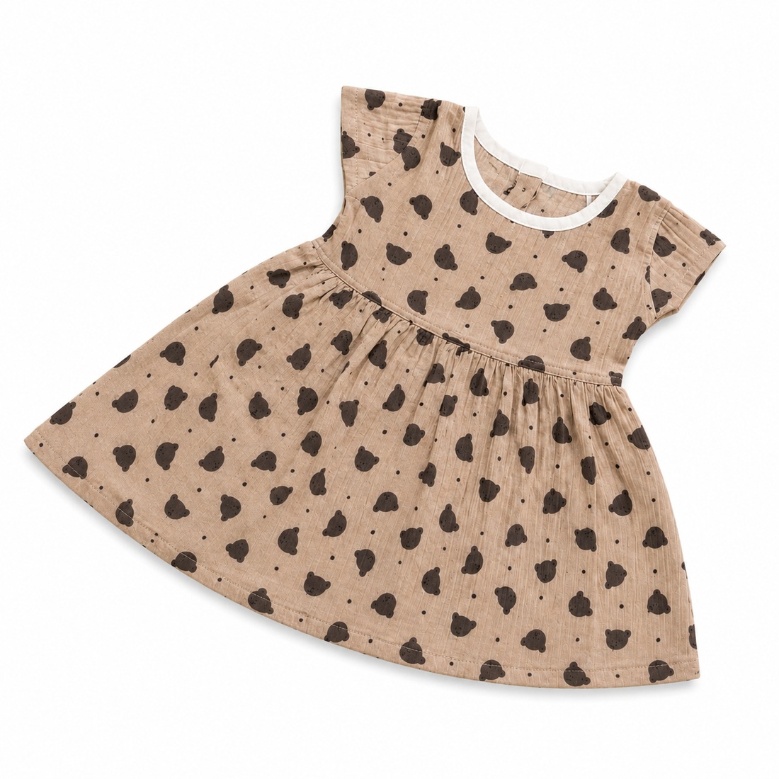 Teddy Muslin Cap Sleeve BB Frock
