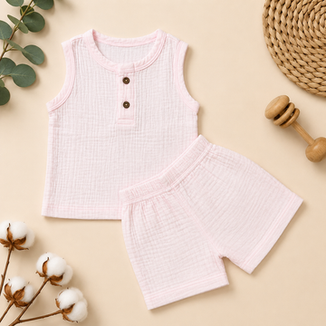 Blush Bloom Crinkled Shorts Set