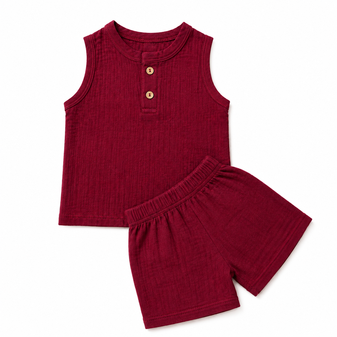 Cherry Wine Crinkled Shorts Set