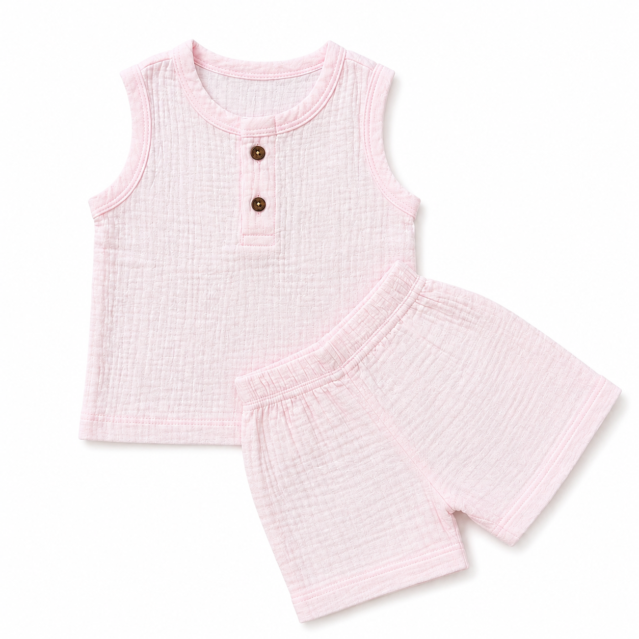 Blush Bloom Crinkled Shorts Set