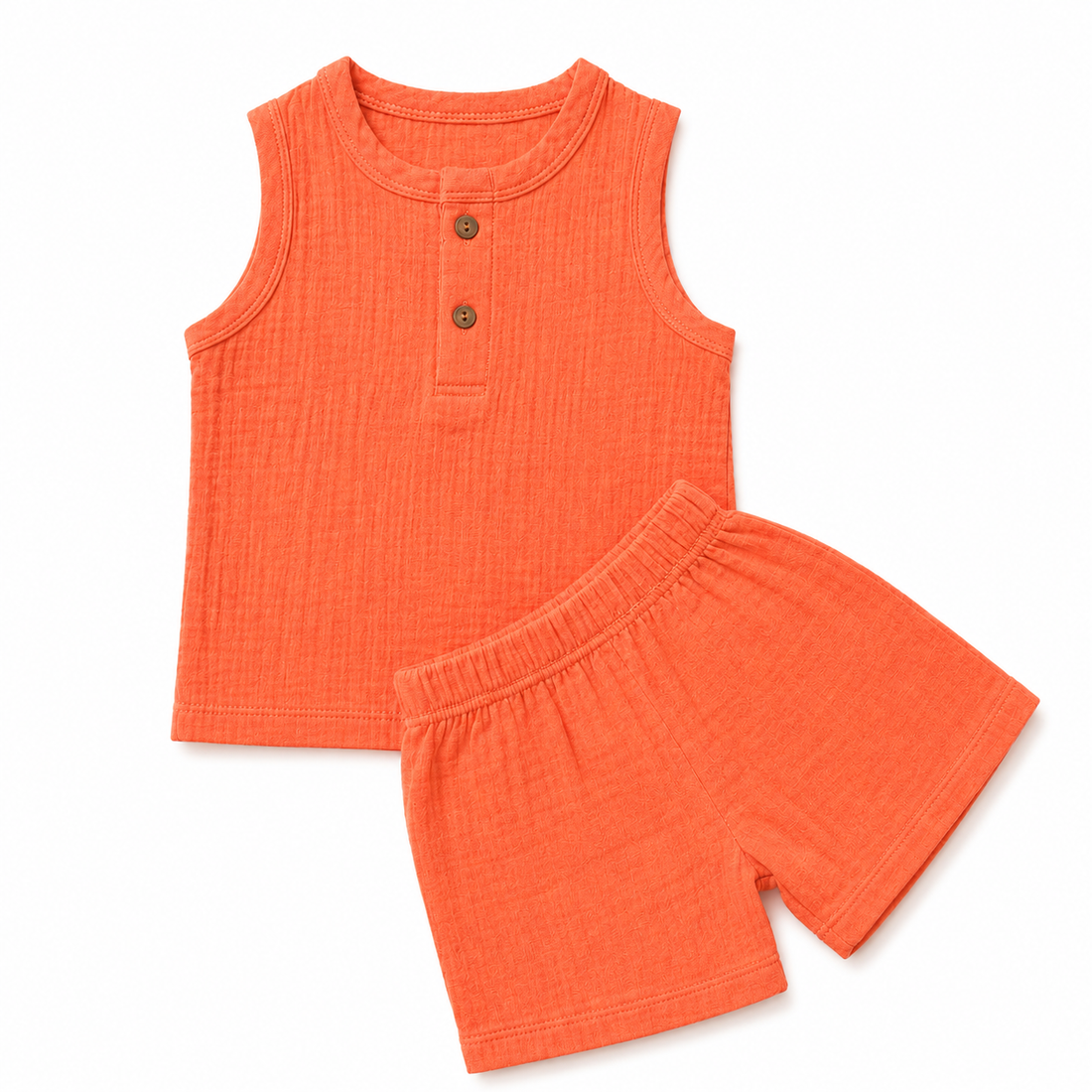 Coral Crinkled Shorts Set
