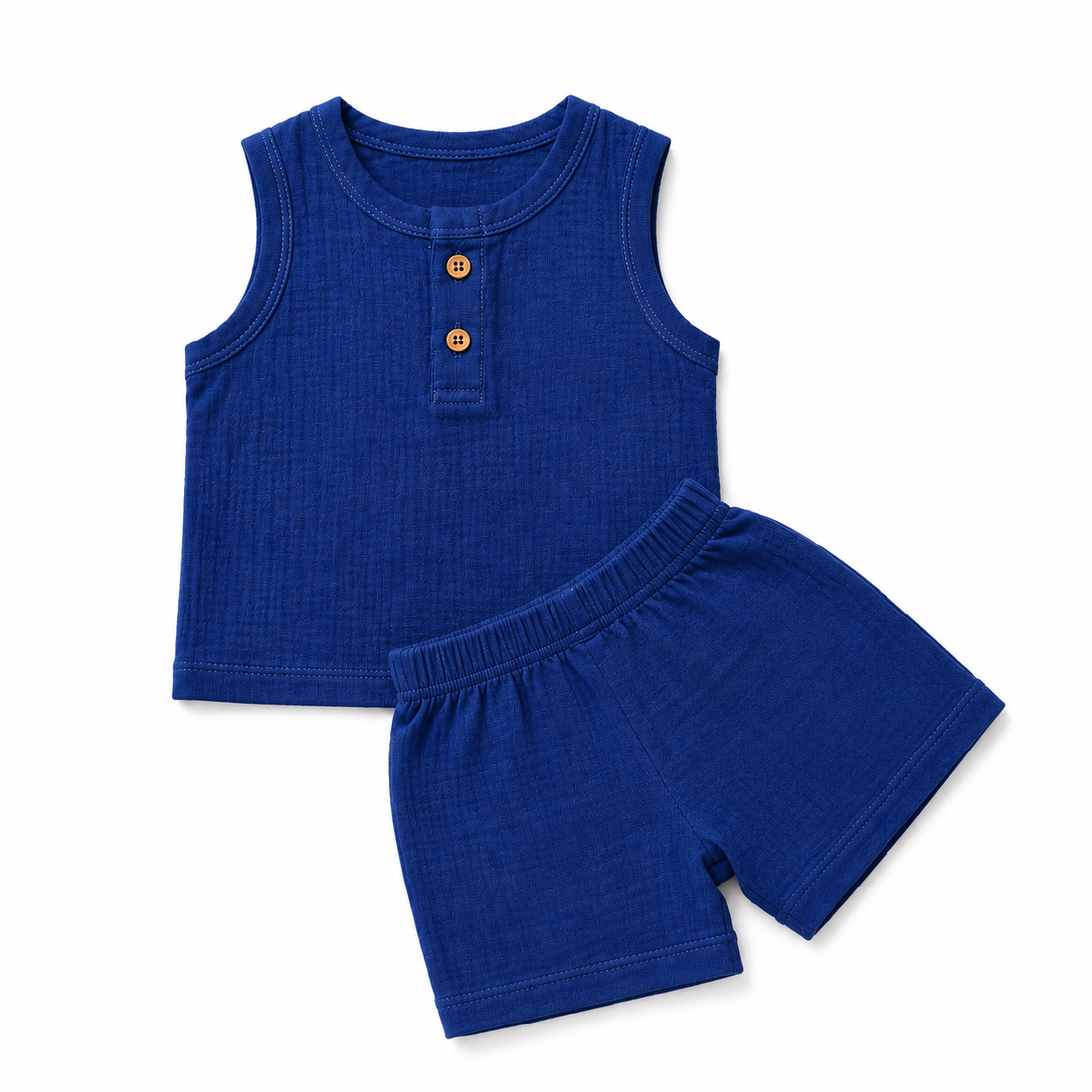 Royal Blue Crinkled Shorts Set