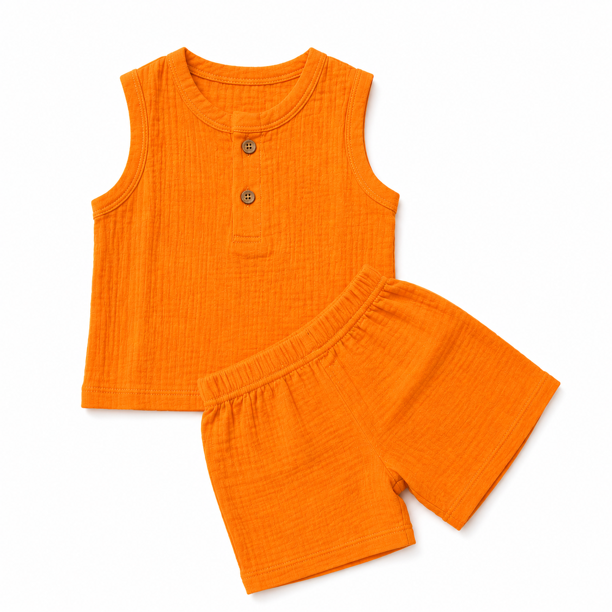 Sunburst Orange Crinkled Shorts Set
