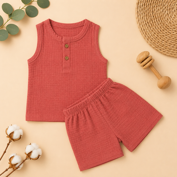 Rosewood Crinkled Shorts Set
