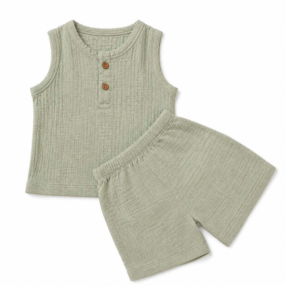 Sage Breeze Crinkled Shorts Set