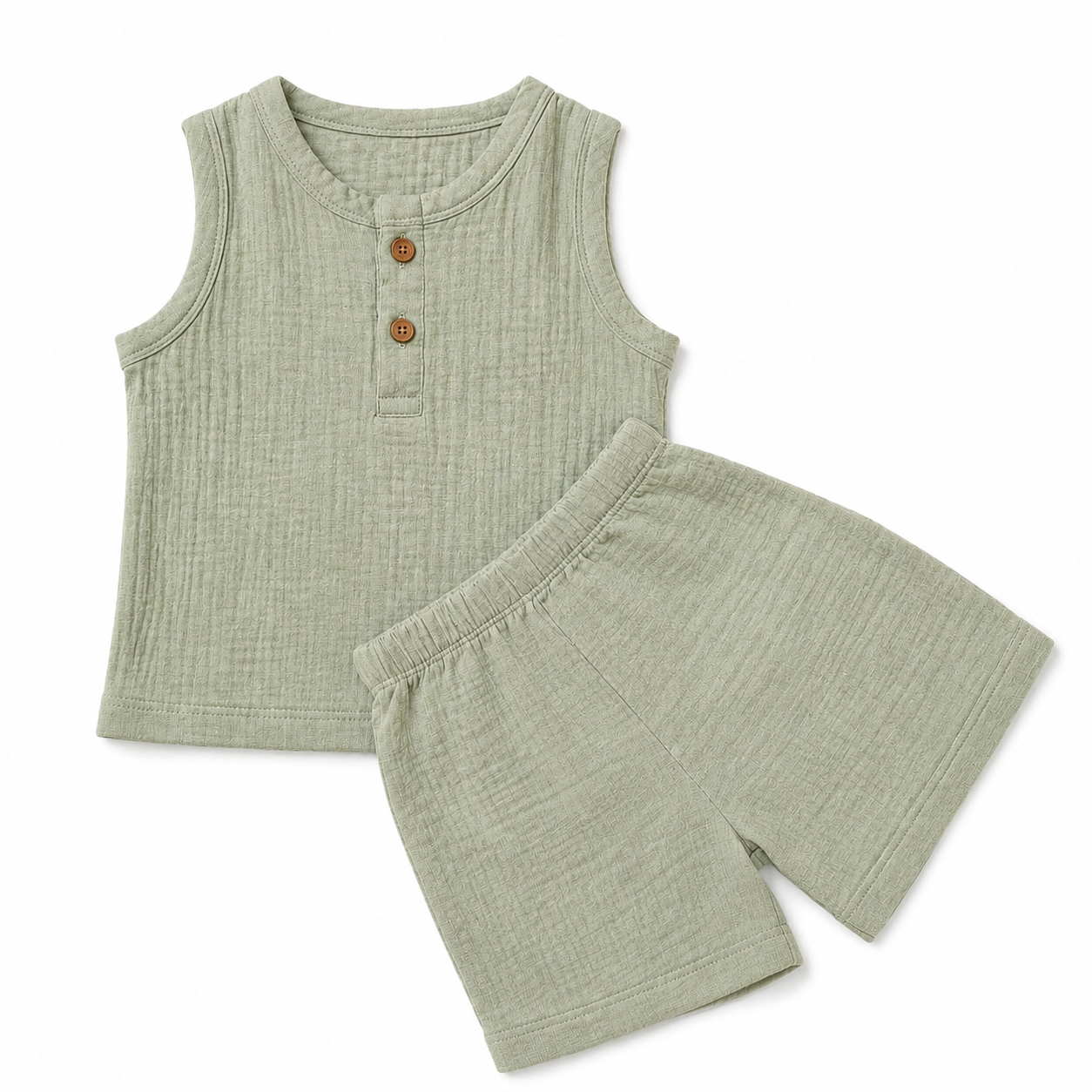 Sage Breeze Crinkled Shorts Set