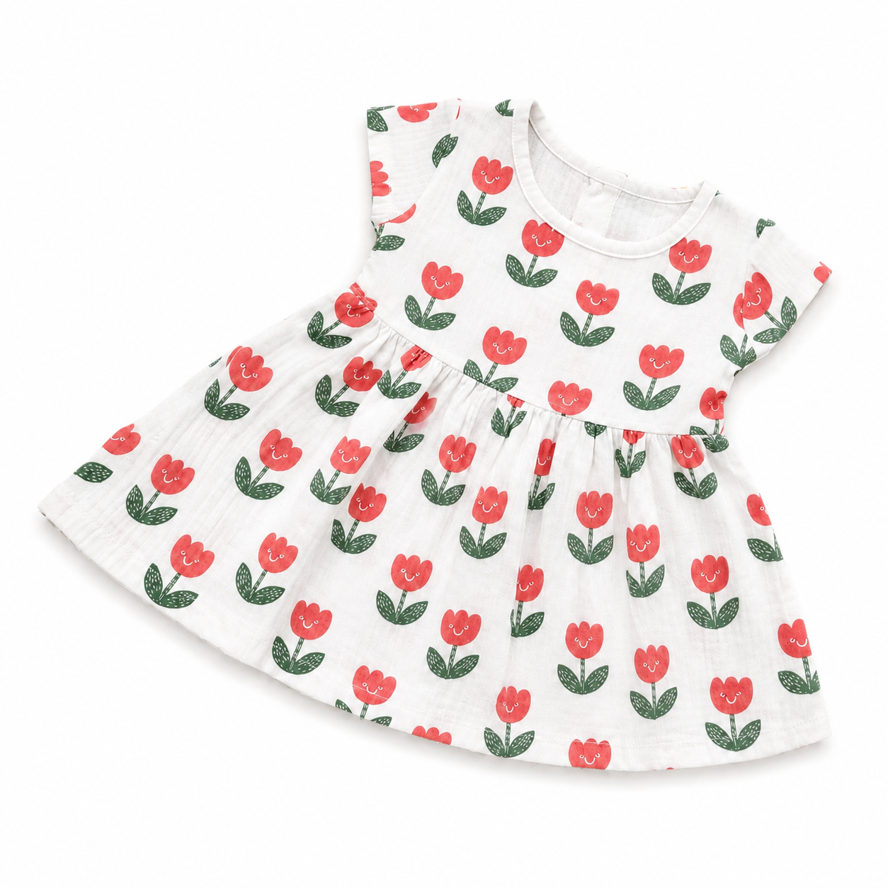 Flowers Muslin Cap Sleeve BB Frock
