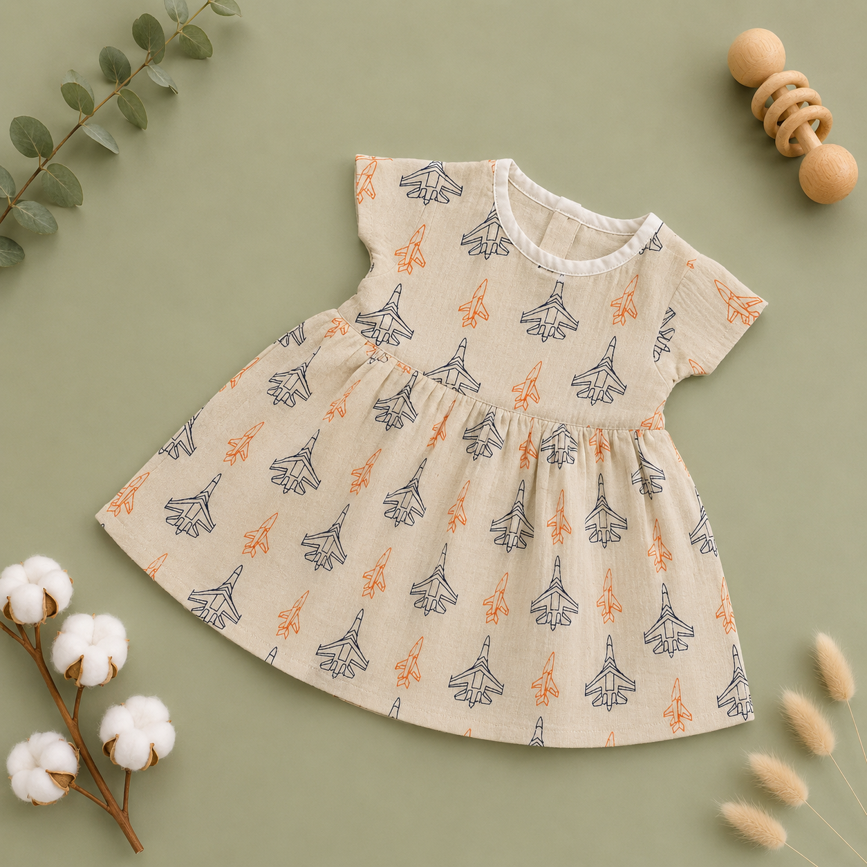 Jet Muslin Cap Sleeve BB Frock