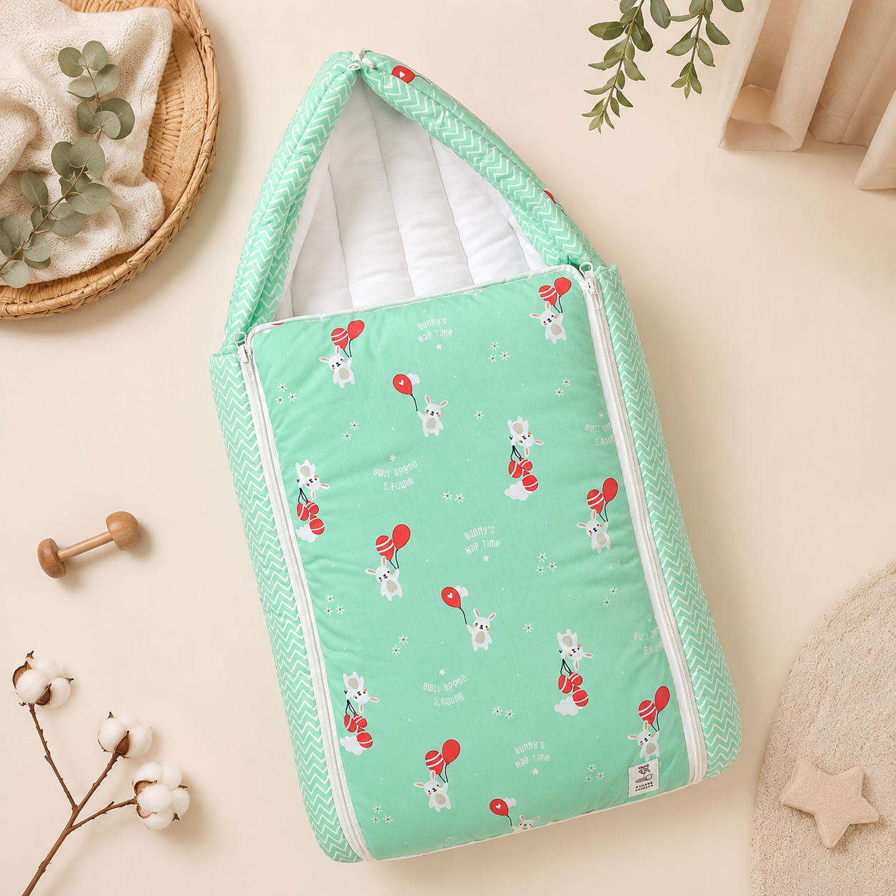 Muslin Carry Bed-Green