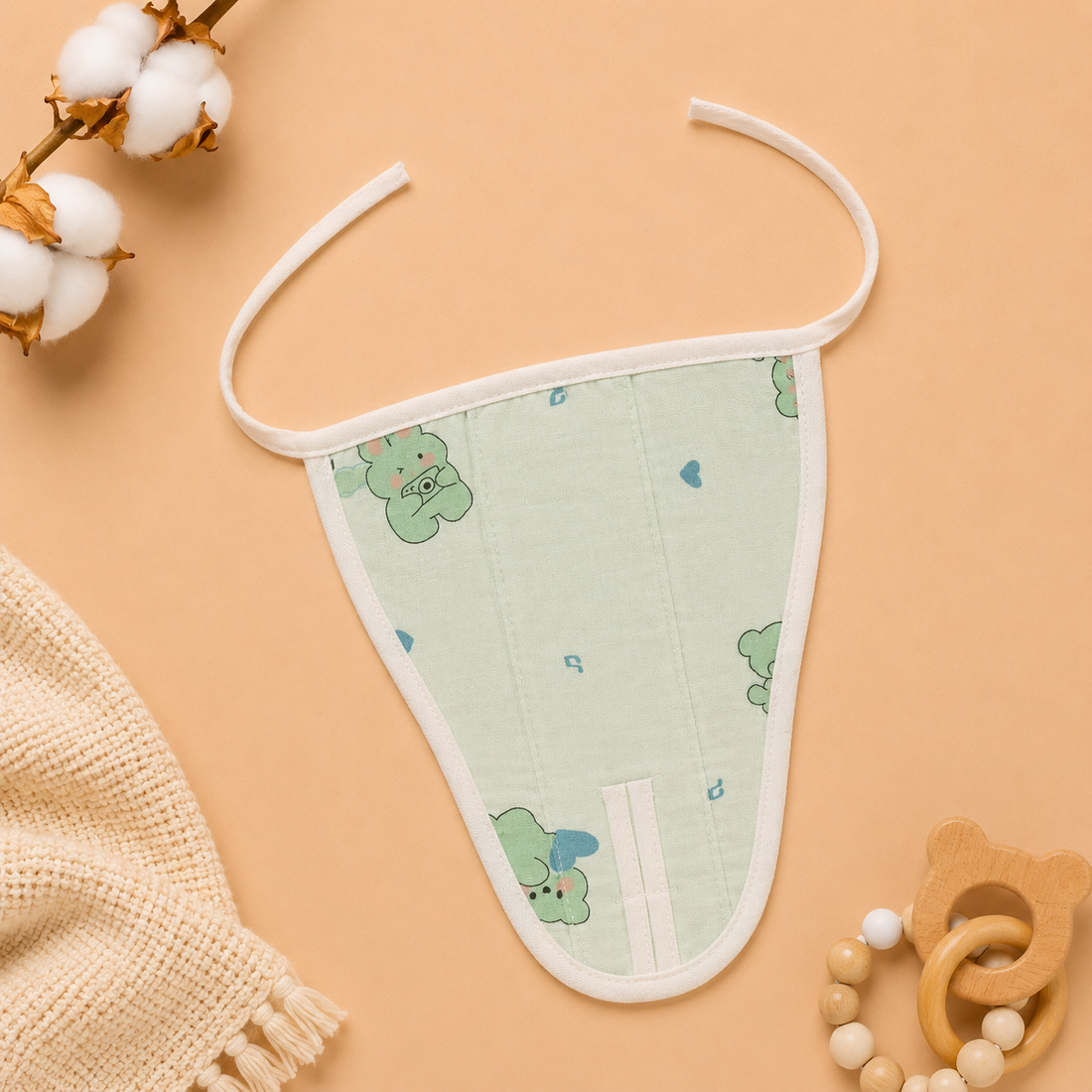 Mint Teddy Muslin Nappy