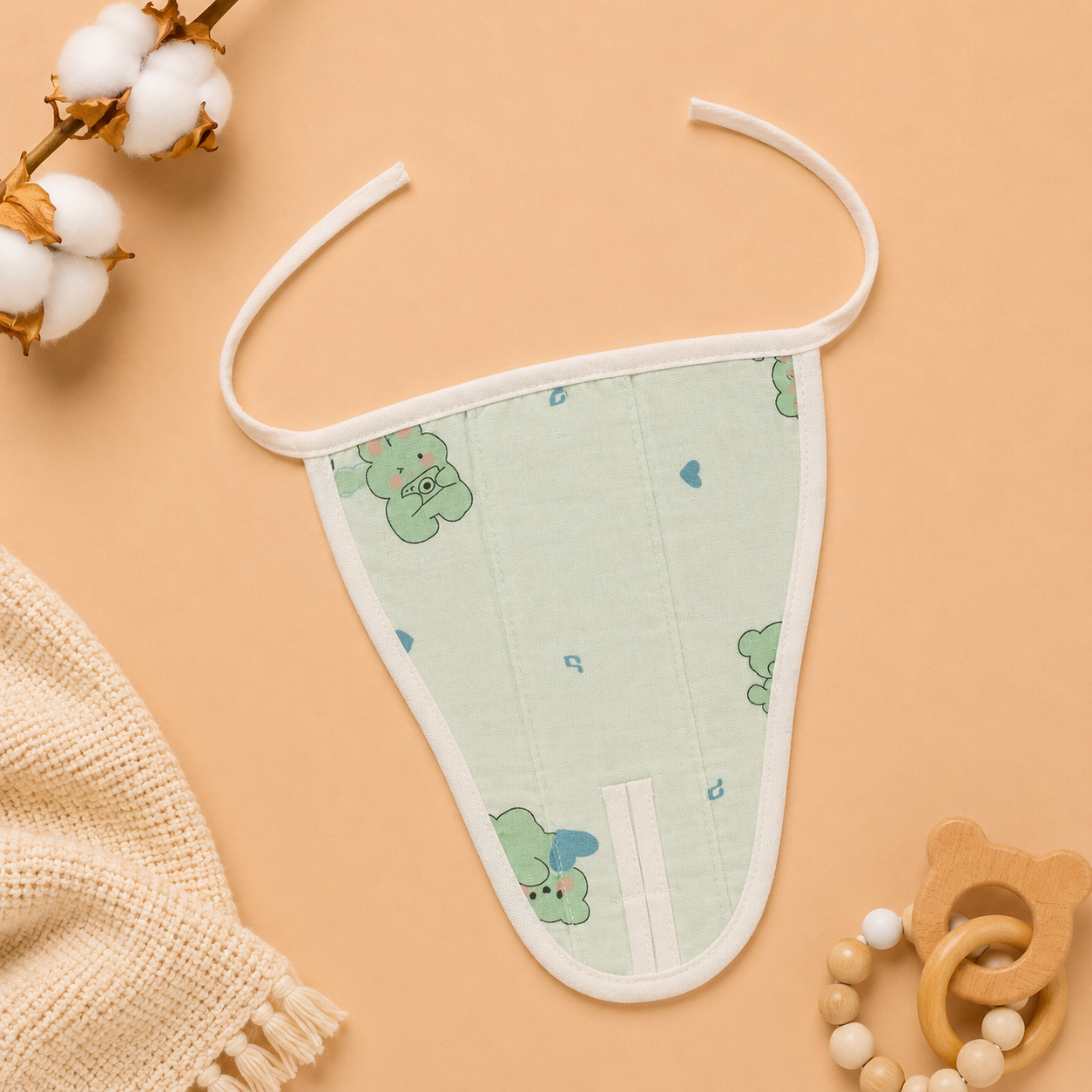 Mint Teddy Muslin Nappy