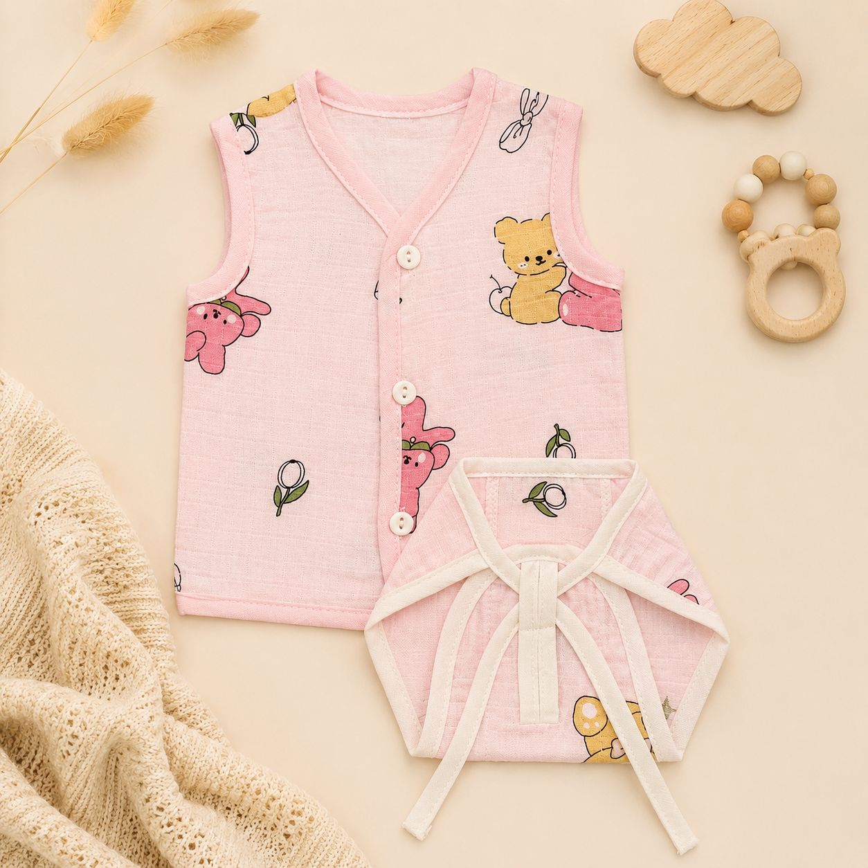 Teddy Hugs Muslin Jabla & Nappy Set