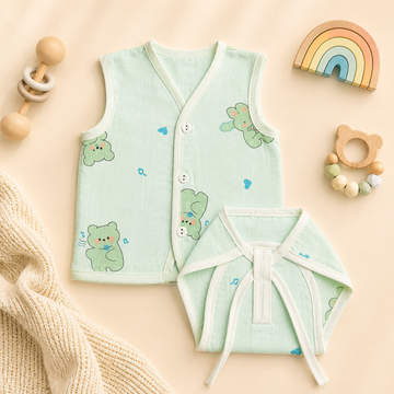 Minty Bear Muslin Jabla & Nappy Set