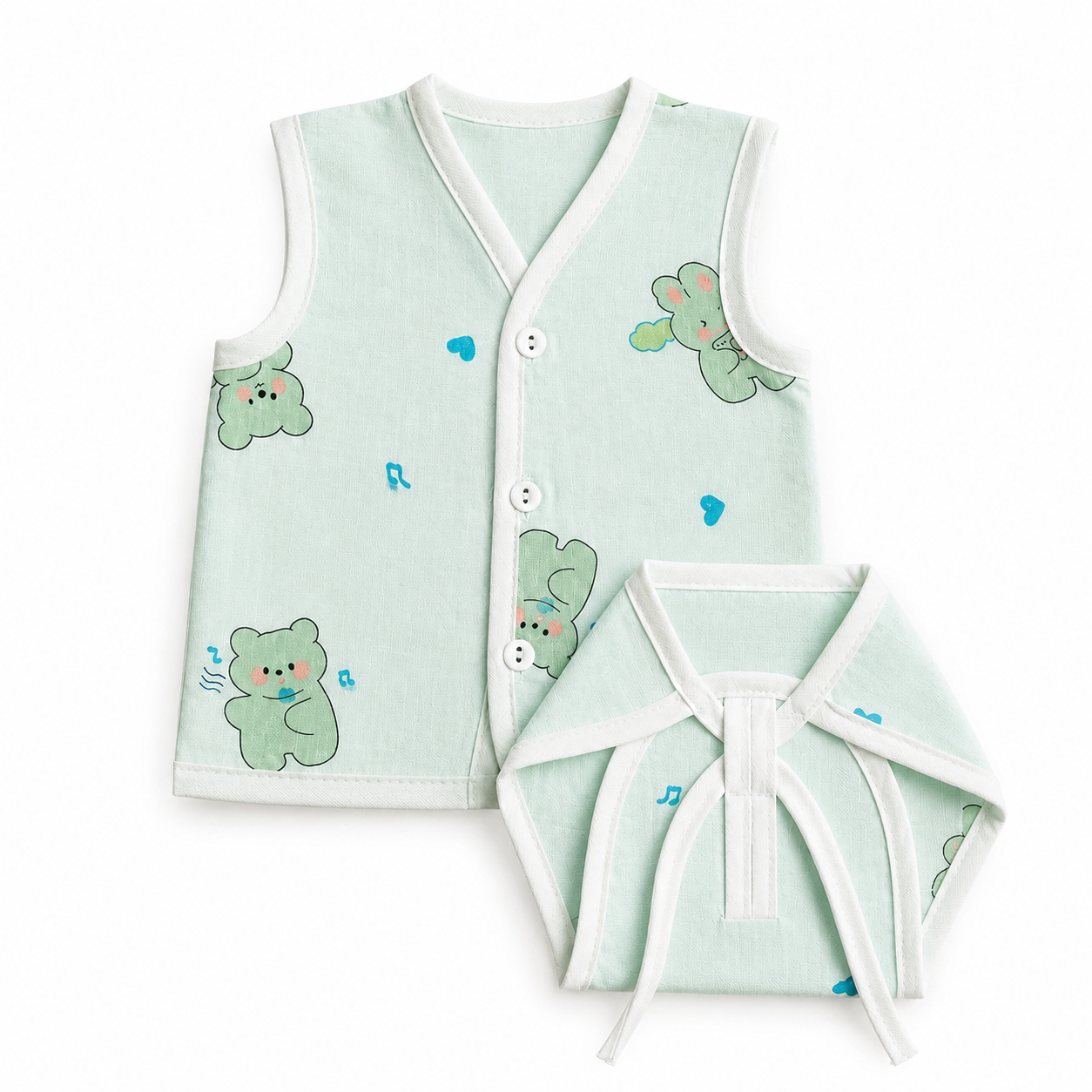 Minty Bear Muslin Jabla & Nappy Set