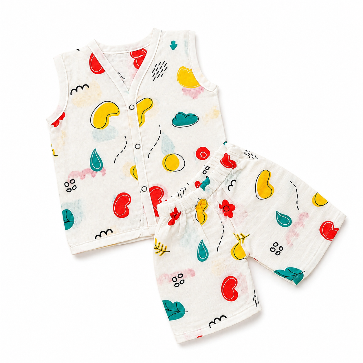 Playful Doodles Muslin Jabla & Shorts Set