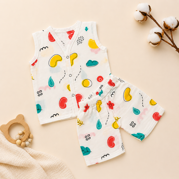 Playful Doodles Muslin Jabla & Shorts Set