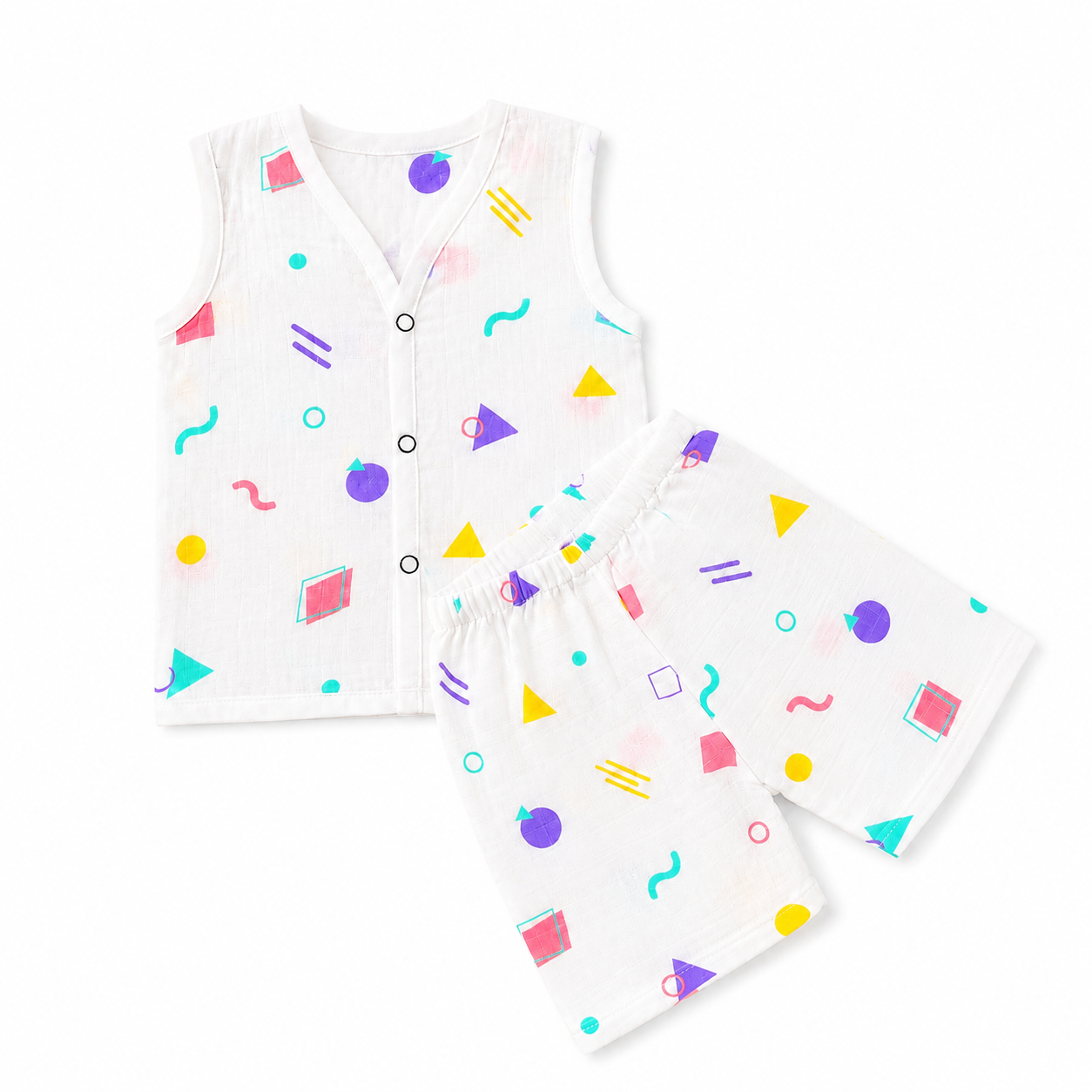 Pastel Pop Muslin Jabla & Shorts Set
