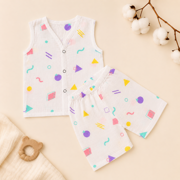 Pastel Pop Muslin Jabla & Shorts Set
