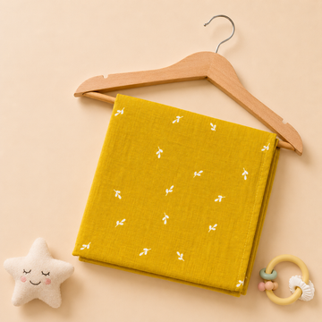 Mustard Flowers Muslin Swaddle