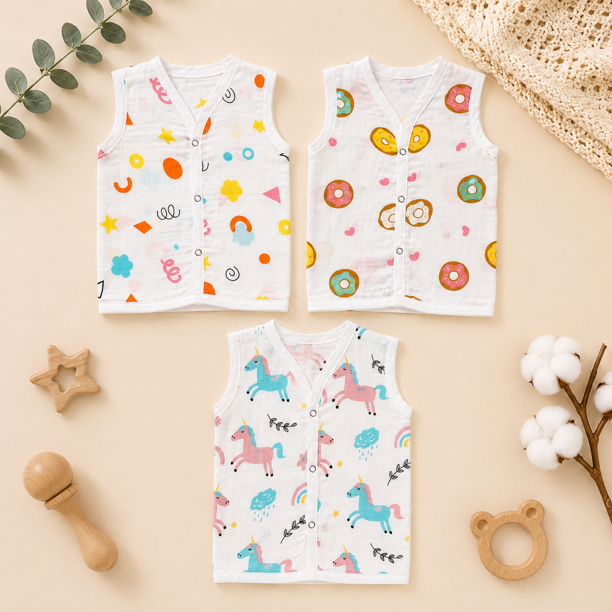 Muslin Button Jabla Combo
