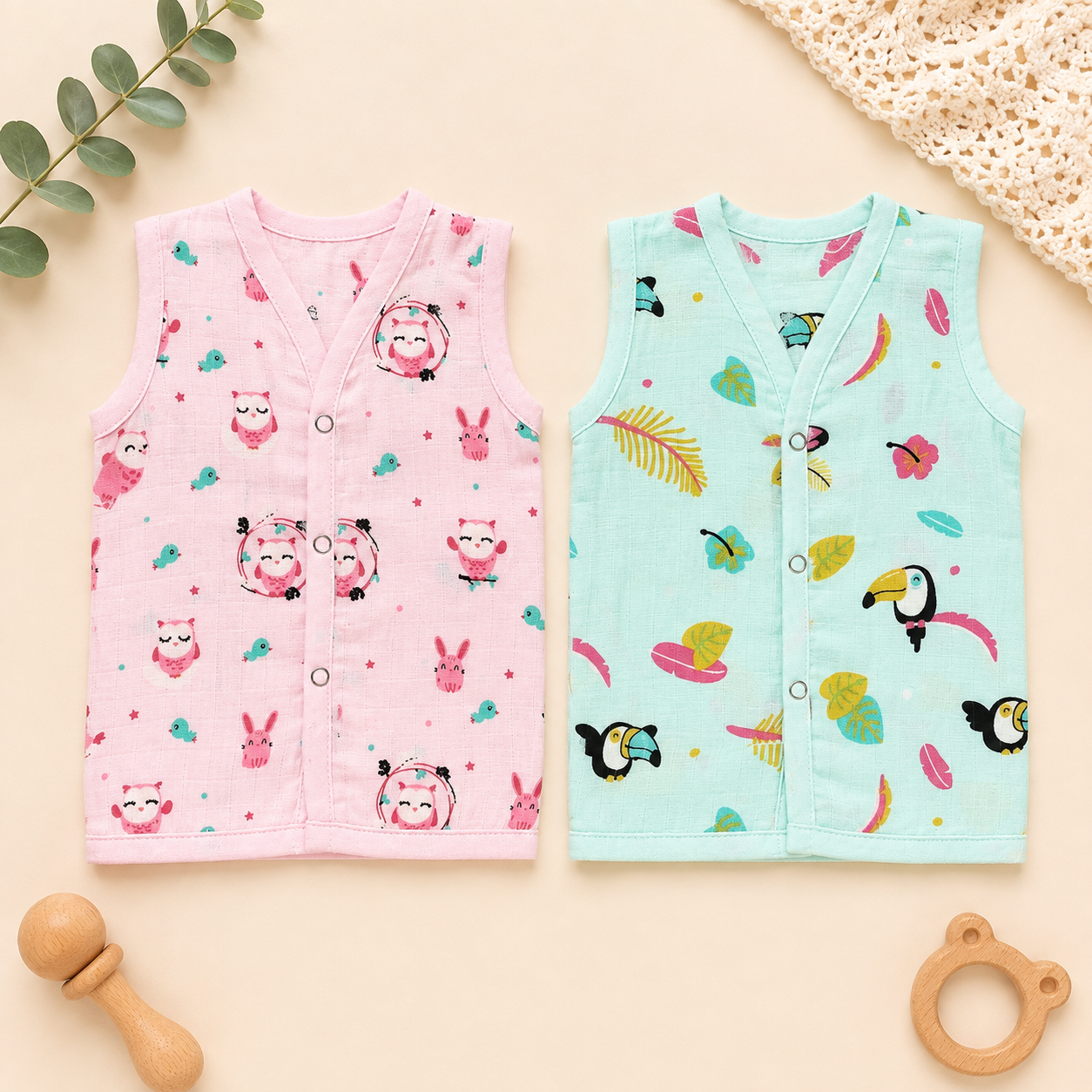 Muslin Color Button Jabla Combo