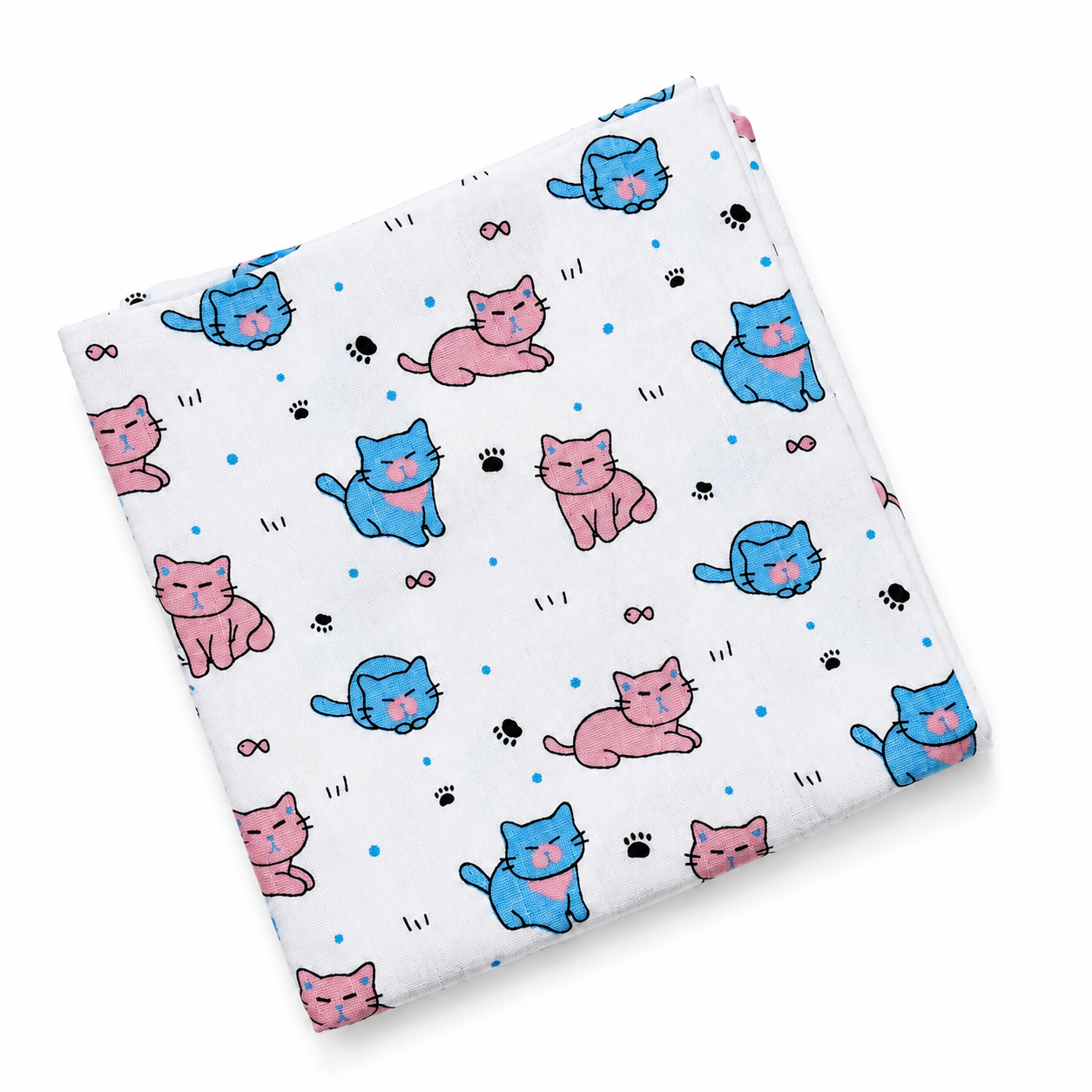 Blue & Pink Kitty Bath Towel
