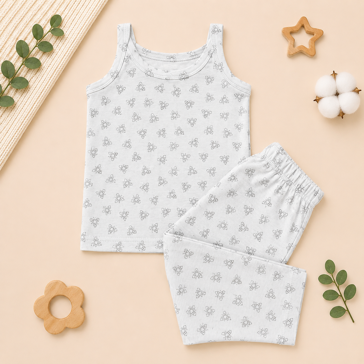 White Mini Bee SL Night Suit